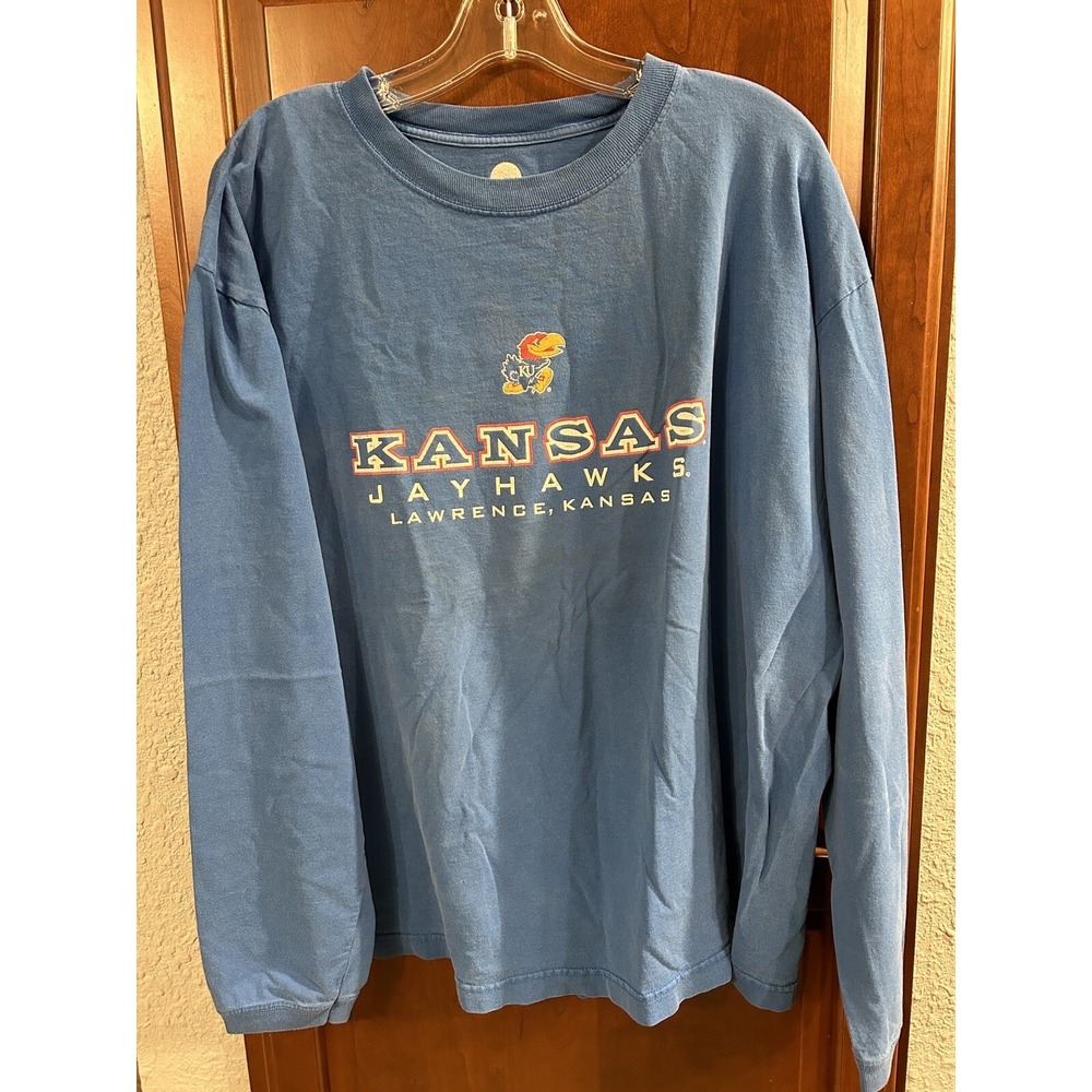 KANSAS KU JAYHAWKS SHIRT X-Large Long Sleeve Graphic Print On Front & Sleeve